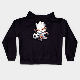 Cute fox soccer player Kids Hoodie